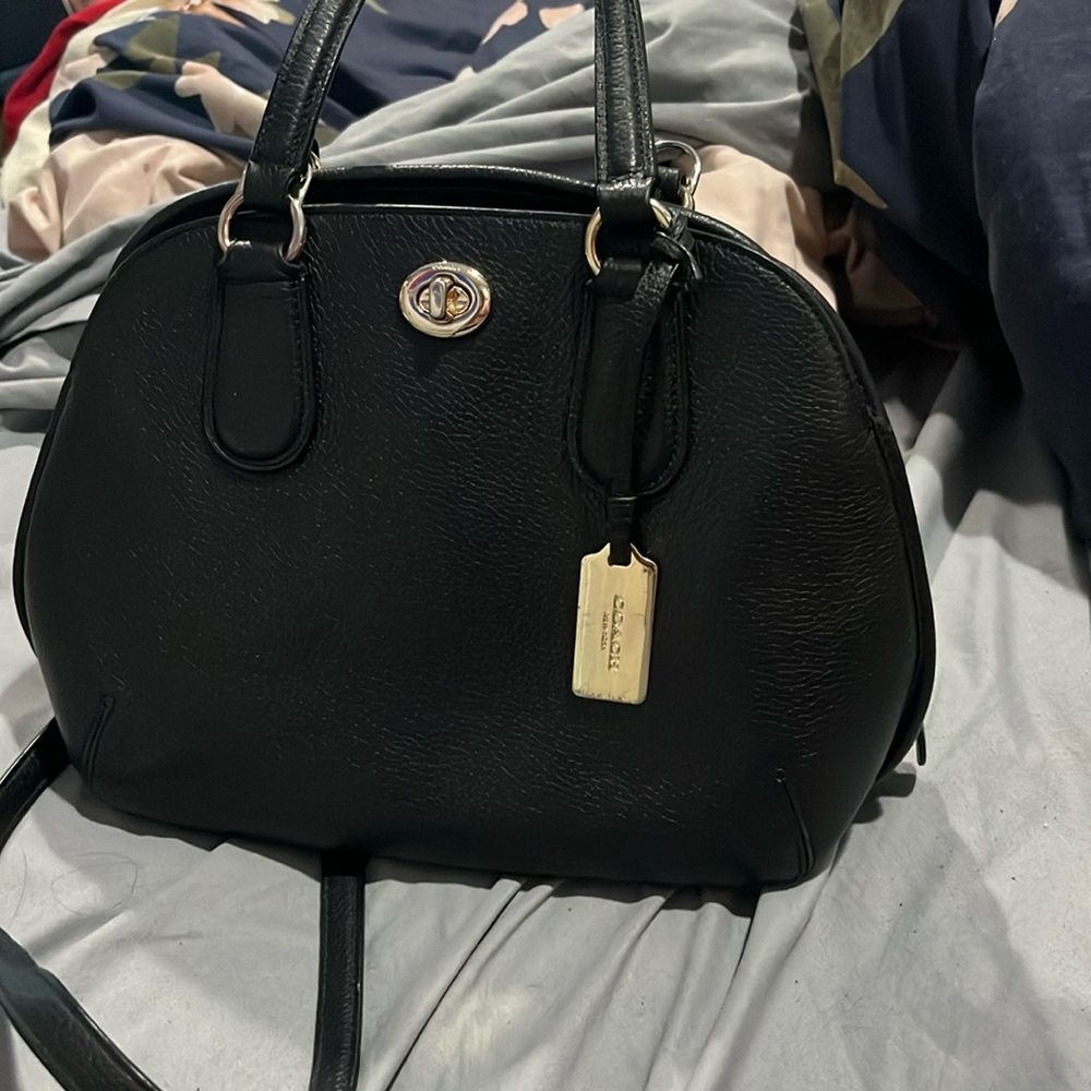 COACH Prince Street Satchel Large Size/Gold hardware/Black Leather